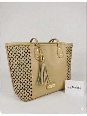 Big Buddha Beige Green Laser Cut Tote Bag